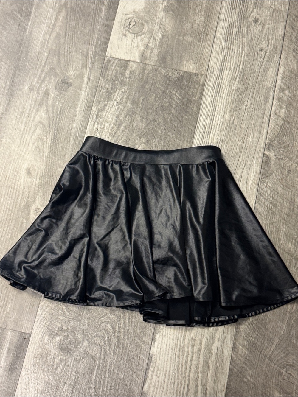 Black Faux Leather Flared Skirt
